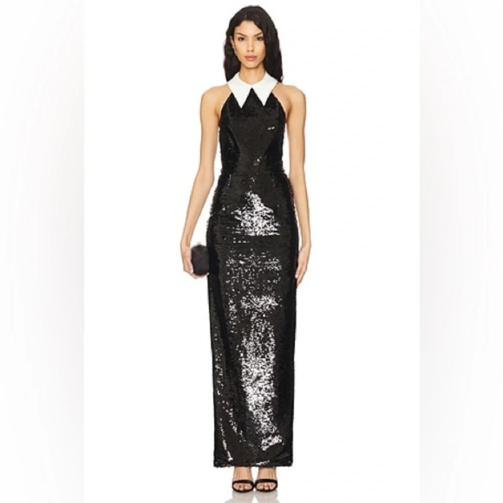 NWOT Bronx and Banco Wednesday Sequin Halterneck Maxi Dress Elegant - Picture 6 of 17